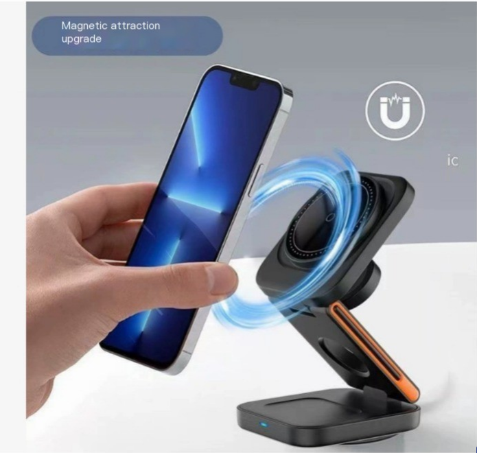 3-in-1 Folding Wireless Charger — Phone, Watch & Earbuds at Once