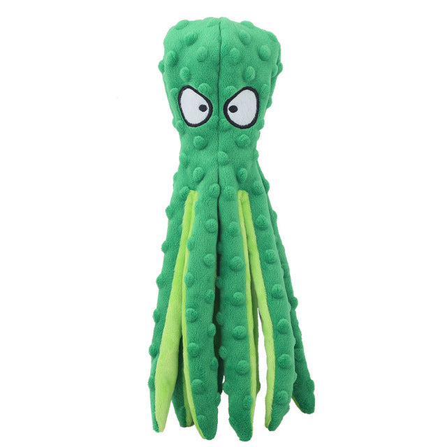 Interactive Plush Octopus Pet Toy — Bite-Resistant & Squeaky
