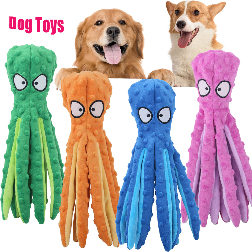 Interactive Plush Octopus Pet Toy — Bite-Resistant & Squeaky