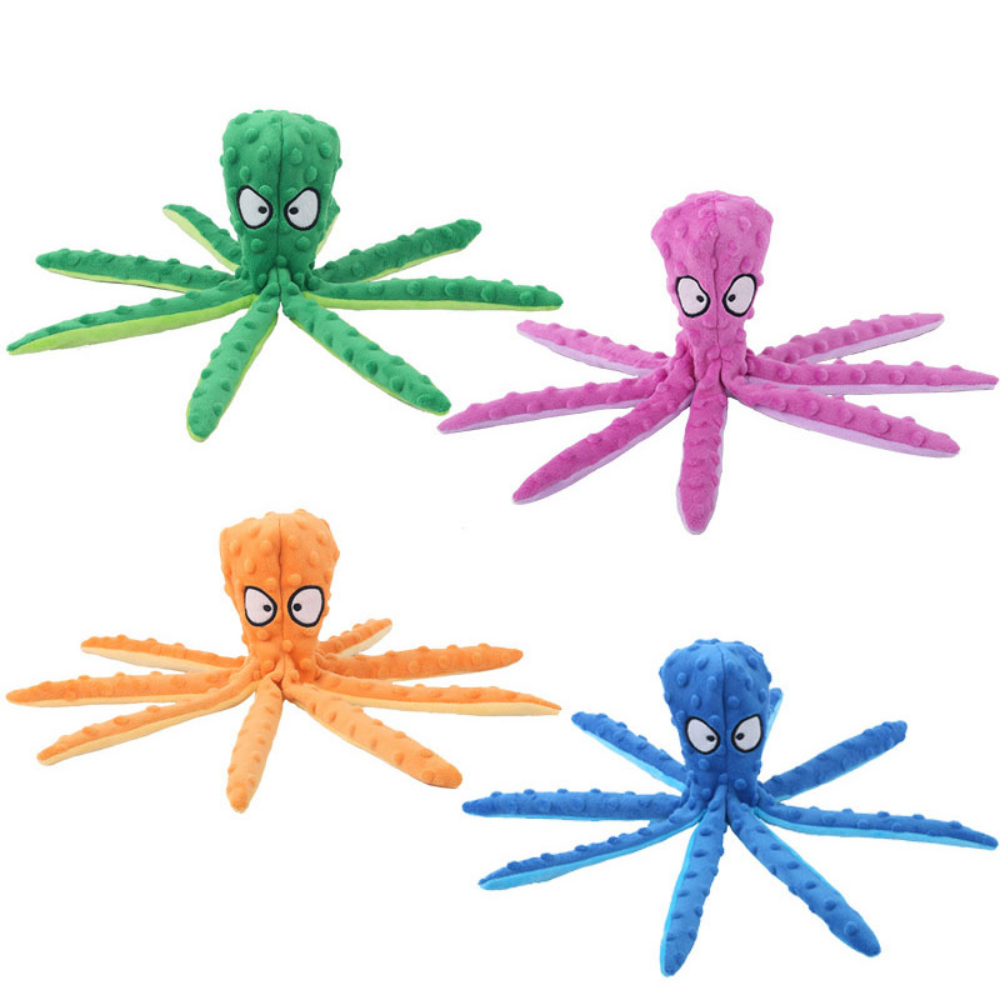Interactive Plush Octopus Pet Toy — Bite-Resistant & Squeaky