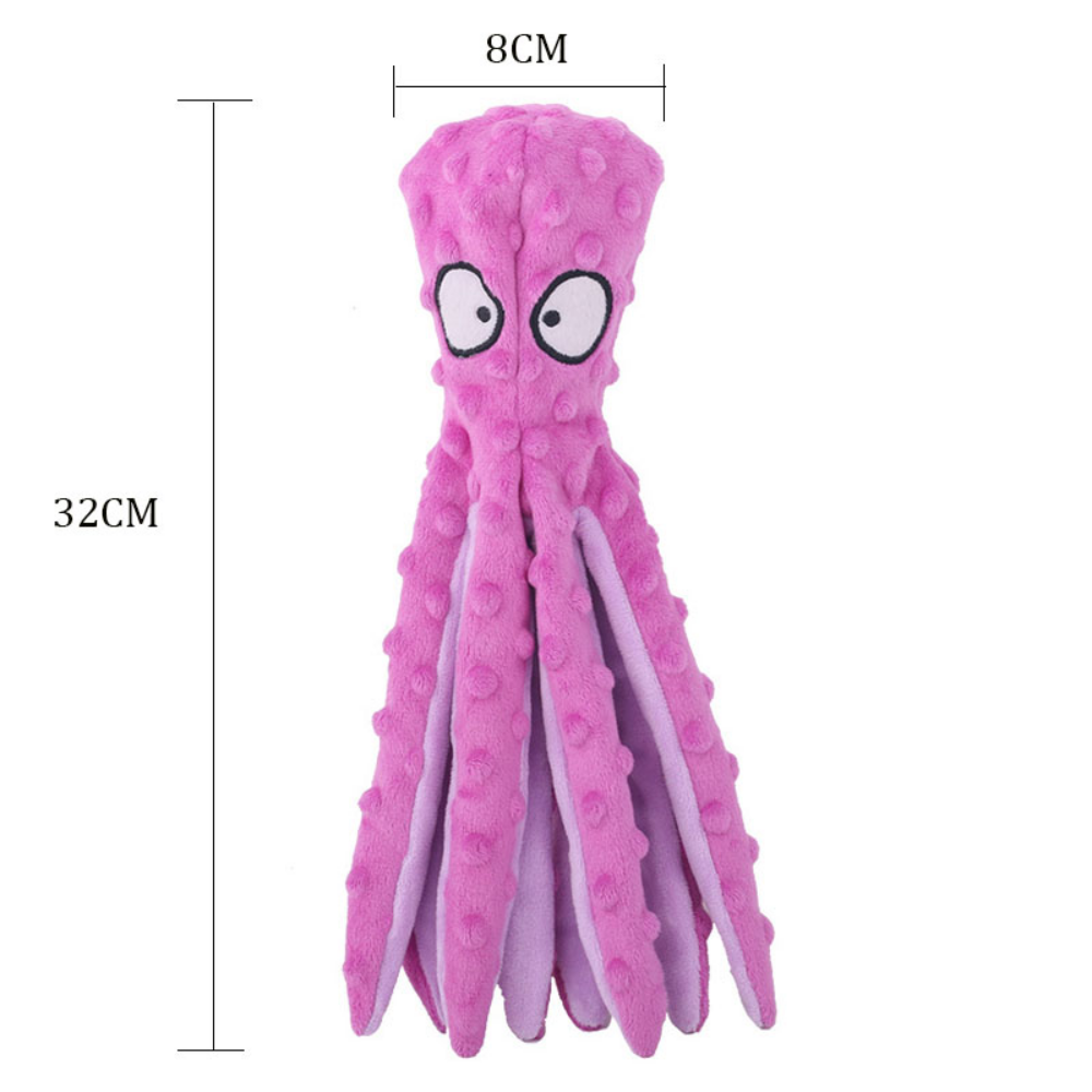 Interactive Plush Octopus Pet Toy — Bite-Resistant & Squeaky