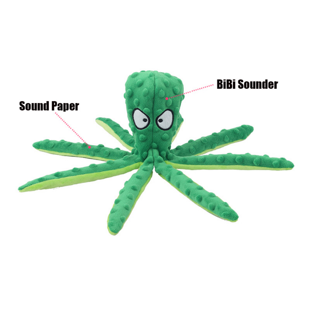 Interactive Plush Octopus Pet Toy — Bite-Resistant & Squeaky