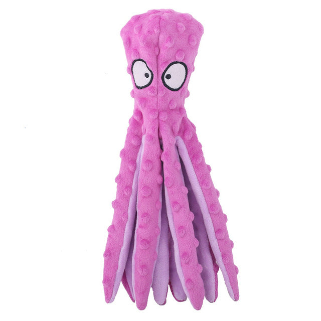 Interactive Plush Octopus Pet Toy — Bite-Resistant & Squeaky
