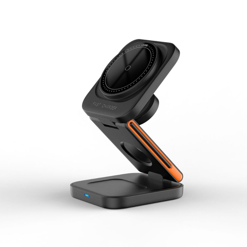 3-in-1 Folding Wireless Charger — Phone, Watch & Earbuds at Once