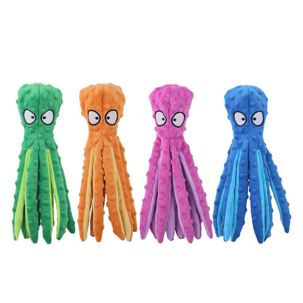 Interactive Plush Octopus Pet Toy — Bite-Resistant & Squeaky