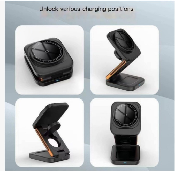 3-in-1 Folding Wireless Charger — Phone, Watch & Earbuds at Once
